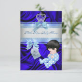 Little Prince Baby Shower Boy Royal Blue Einladung (Stehend Vorderseite)