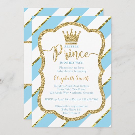 Little Prince Baby Shower Einladung, Imitate Glitz Einladung (Vorne/Hinten)