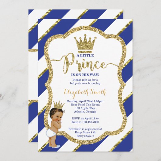 Little Prince Baby Shower Einladung, Imitate Glitz Einladung (Vorne/Hinten)