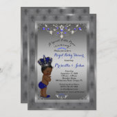 Little Prince Baby Shower Einladung, Royal SILVER Einladung (Vorne/Hinten)