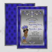 Little Prince Baby Shower Einladung, Royal SILVER Einladung (Vorne/Hinten)