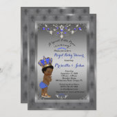 Little Prince Baby Shower Einladung, Royal SILVER Einladung (Vorne/Hinten)