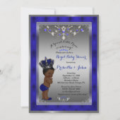 Little Prince Baby Shower Einladung, Royal SILVER Einladung (Vorderseite)