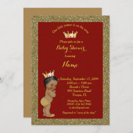 Little Prince Baby Shower Invitation, Gold, Rot Einladung