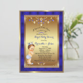 Little Prince Baby Shower Invitation, Royal Blue 2 Einladung (Stehend Vorderseite)