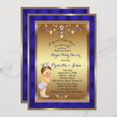 Little Prince Baby Shower Invitation, Royal Blue 2 Einladung (Vorne/Hinten)