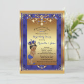 Little Prince Baby Shower Invitation, Royal Blue Einladung (Stehend Vorderseite)