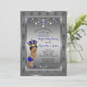 Little Prince Baby Shower Invitation, Royal SILVER Einladung (Stehend Vorderseite)