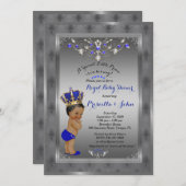 Little Prince Baby Shower Invitation, Royal SILVER Einladung (Vorne/Hinten)
