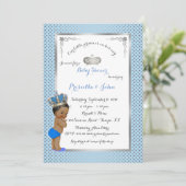 Little Prince Baby Shower Invitation, silber, blau Einladung (Stehend Vorderseite)