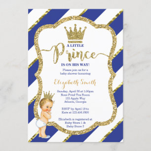 Little Prince Baby Shower Invite, Imitate Glitzer Einladung