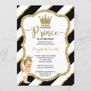 Little Prince Baby Shower Invite, Imitate Glitzer Einladung