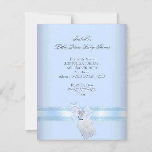 Little Prince Baby Shower Niedlich Junge Spielzeug Einladung (Rückseite)