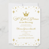 Little Prince Baby Shower Royal Blue Gold Einladung (Vorderseite)