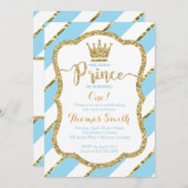 Little Prince Birthday Einladung in Blue & Gold (Vorne/Hinten)