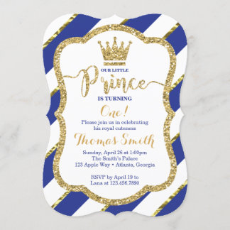 Little Prince Birthday Einladung in Blue & Gold