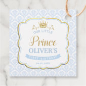 Little Prince Blue Damask Gold Crown Vielen Dank Geschenkanhänger (Rückseite)