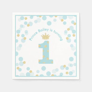 Little Prince Blue Gold 1. Geburtstag Party Serviette