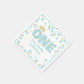 Little Prince Blue Gold zum ersten Geburtstag Serviette (Ecke)