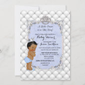 Little Prince Blue Pearls Diamonds Baby Boy Einladung (Vorderseite)