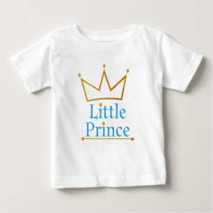 Little Prince Blue Text and Gold Crown Baby T-shirt