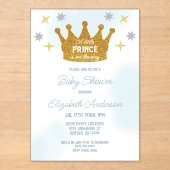 Little Prince Boy Baby Shower Acryleinladungen (Vorderseite)