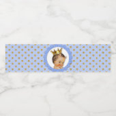 Little Prince Crown Light Blue & Gold Wasserflaschenetikett (Einzelnes Label)