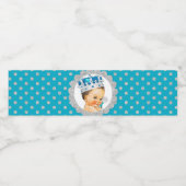 Little Prince Crown Rattle Turquoise Silver Wasserflaschenetikett (Einzelnes Label)