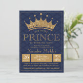 Little Prince Crown Royal Boy Einladung zum Geburt (Stehend Vorderseite)