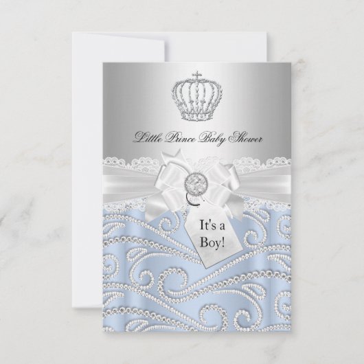 Little Prince Diamond Crown Babydusche Einladung (Vorderseite)