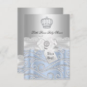 Little Prince Diamond Crown Babydusche Einladung (Vorne/Hinten)