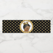 Little Prince Ethnic Crown Black & Gold Wasserflaschenetikett (Einzelnes Label)
