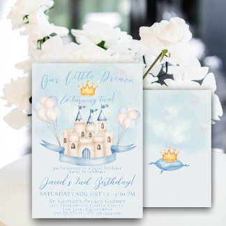 Little Prince Fairytale Gold Crown 2. Geburtstag Einladung