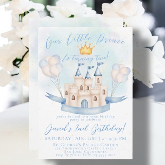 Little Prince Fairytale Gold Crown 2. Geburtstag Einladung