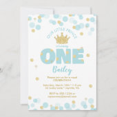 Little Prince First Birthday Blue Gold Einladung (Vorderseite)