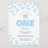 Little Prince First Birthday Light Blue Silver Einladung (Vorne/Hinten)