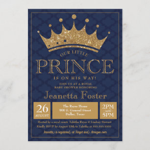 Little Prince Gold Crown Baby Shower Einladung