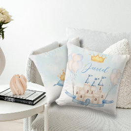 Little Prince Goldkrone Wasserfarbenschloss Blau Kissen