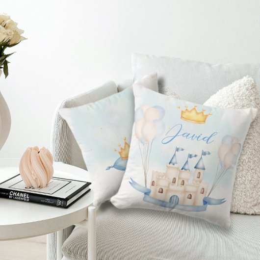 Little Prince Goldkrone Wasserfarbenschloss Blau Kissen