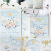 Little Prince Goldkrone Wasserfarbenschloss Blau Kissen