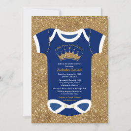 Little Prince Navy Blue & Royal Gold Baby Dusche Einladung