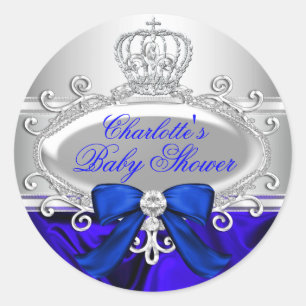 Little Prince Royal Blue Baby Duschaufkleber Runder Aufkleber