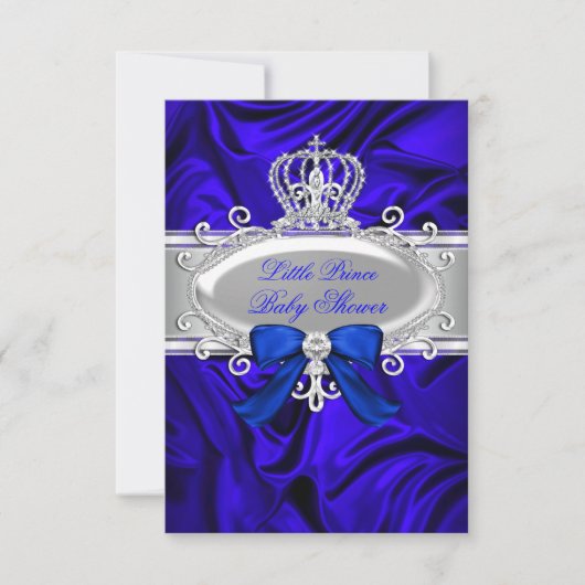 Little Prince Royal Blue Baby Dusche laden ein Einladung (Vorderseite)