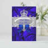 Little Prince Royal Blue Baby Dusche laden ein Einladung (Stehend Vorderseite)