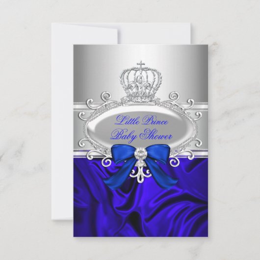 Little Prince Royal Blue Baby Dusche laden ein Einladung (Vorderseite)