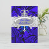 Little Prince Royal Blue Boy Baby Dusche 2 Einladung (Stehend Vorderseite)