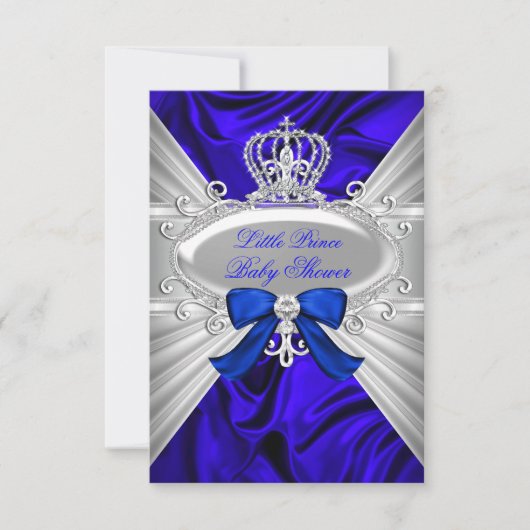 Little Prince Royal Blue Boy Baby Shower Einladung (Vorderseite)