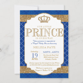 Little Prince Royal Blue Gold Baby Dusche Einladung
