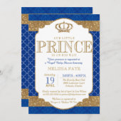Little Prince Royal Blue Gold Baby Dusche Einladung (Vorne/Hinten)
