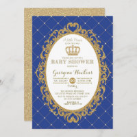 Little Prince Royal Blue Gold Baby Dusche laden ei